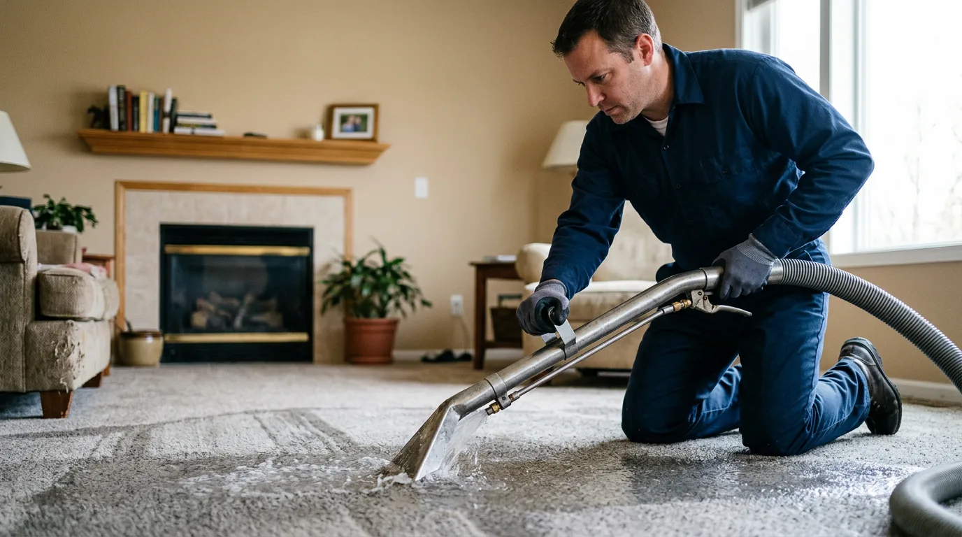 Water damage restoration technician working near Bahama, NC
